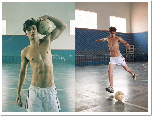 hot shirtless boy playing soccer