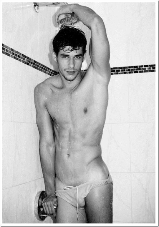 hot gay boy in a speedo in the shower