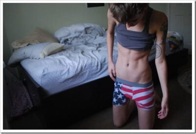 Slim Twink in American Flag Boxer Briefs