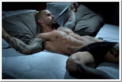 Tattoo Muscle Stud Ready In Bed