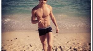 Chiseled Beach Body in Square Cut Trunks