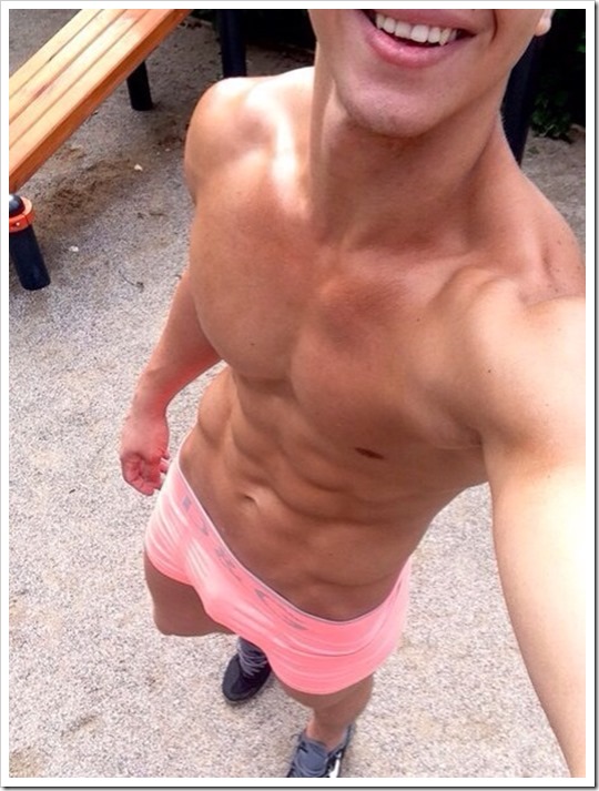 Hot abs boy in Tight Pink Dolce & Gabbana Briefs