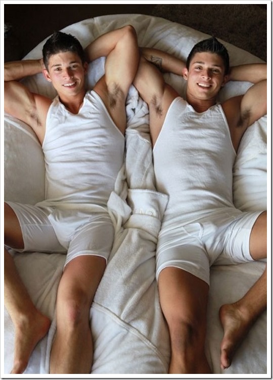 Hot Twin Brothers In Tanktops And Boxers