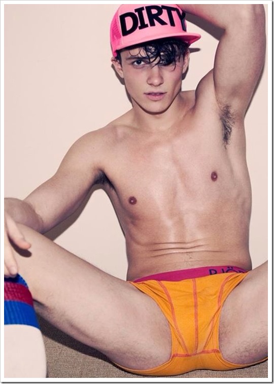 Hot dirty boy in orange briefs