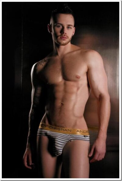 Andrew Christian Gold Band Striped Briefs