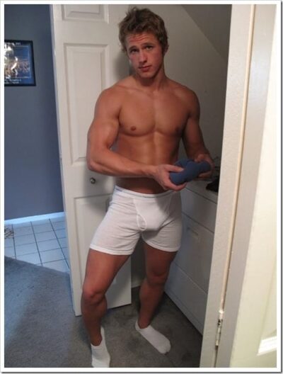 Getting The Laundry Done – White Boxer Briefs