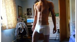 Bedroom Pose In White Boxer Briefs