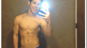 The Mirror Shot in Blue Boxer Briefs