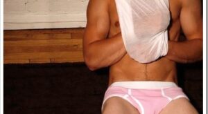 All Tore Up in Pink Briefs