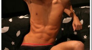 Bronze Boy in Red Band Calvin Kleins