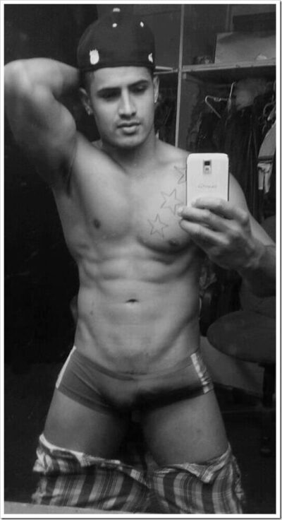 Muscle Boy Mirror Selfie In Square Cut Briefs