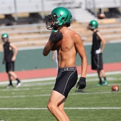 Jock at Football Practice in Under Armour Compression Shorts