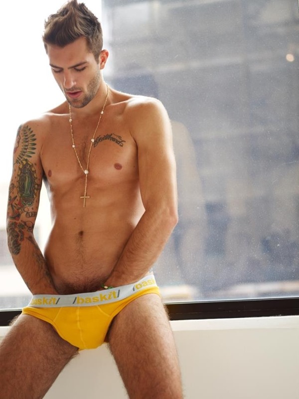 Grabbing It In Yellow Baskit Briefs