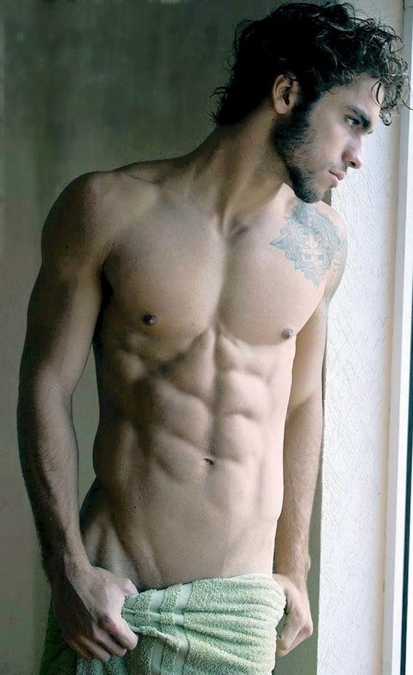 Hot guy with abs in a towel