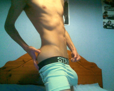 Thick Bulge In Aqua Blue Boxers