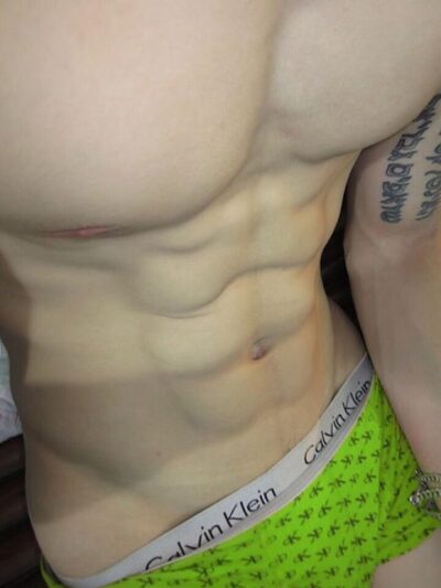 Smooth Abs In Calvin Klein Green Neon Briefs