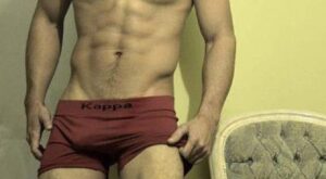 Pants Down With Red Boxer Briefs Bulge