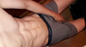 Abs & Hard Bulge in Hanes Boxer Briefs