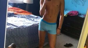 Blue Boxer Briefs Twink Selfie