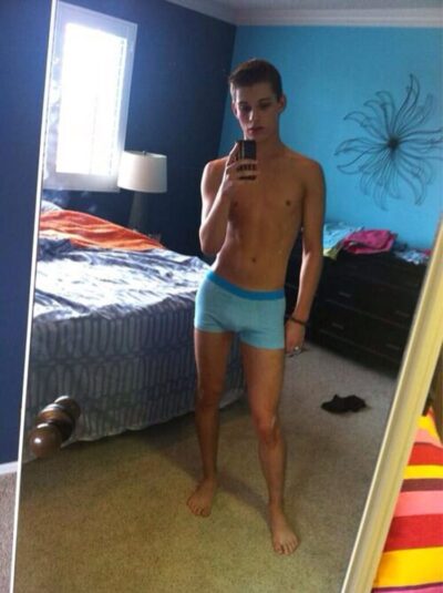 Blue Boxer Briefs Twink Selfie