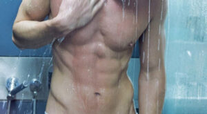 Showering in Square Cut Swim Briefs