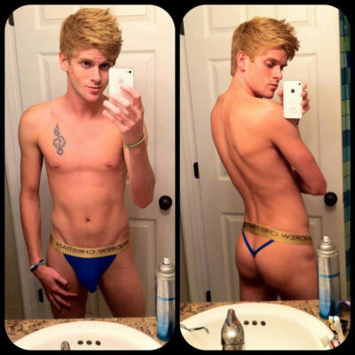 Blue Jockstrap Selfie