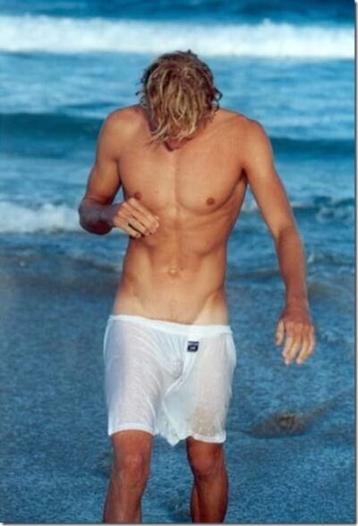 Blond Beach Boy in Wet Boxers