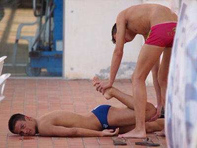 Stretching Out His Teammate