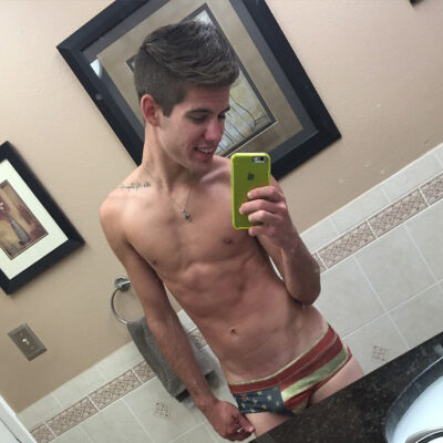 Twink Selfie in American Flag Briefs