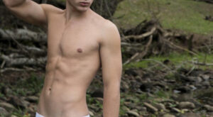 Outdoors in White Briefs