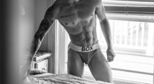 Chiseled Abs in Box Jockstrap