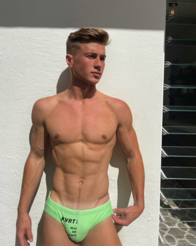 Blond & Toned in Swim Briefs