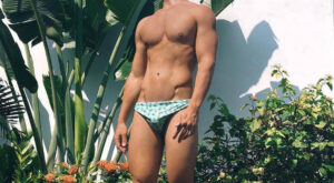 Getting Some Sun in Avocado Print Swim Briefs