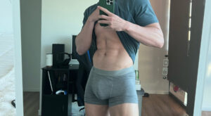 Thick Muscle Thighs & Bulge in Grey Boxer Briefs