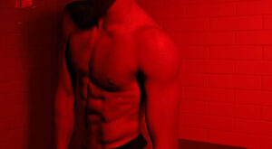 Aydin in Red Lit Shower