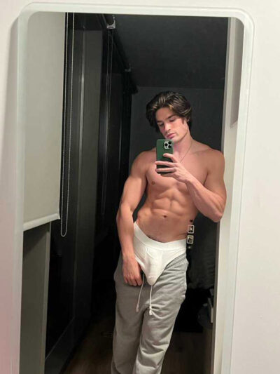 Hung in White Briefs & Sweatpants
