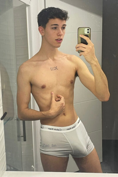 Twink Bulging Out in CK Boxer Briefs