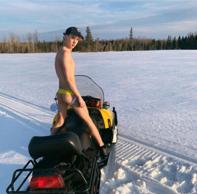 Jockstrap Twink Playing in the Snow