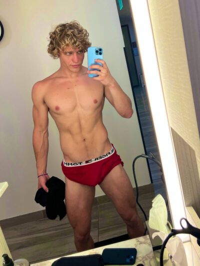 Shaggy Blond Selfie in Tommy Hilfiger Boxers
