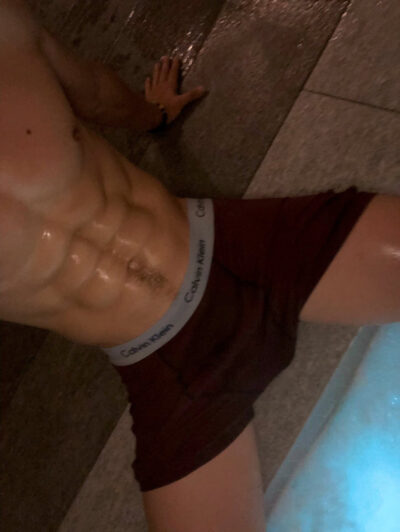 Hot Tub Abs & Happy Trail in CK Boxers