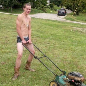 Mowing the Lawn in Boots & Boxers