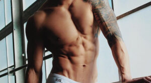 Tattooed Muscle in Beau Swim Briefs