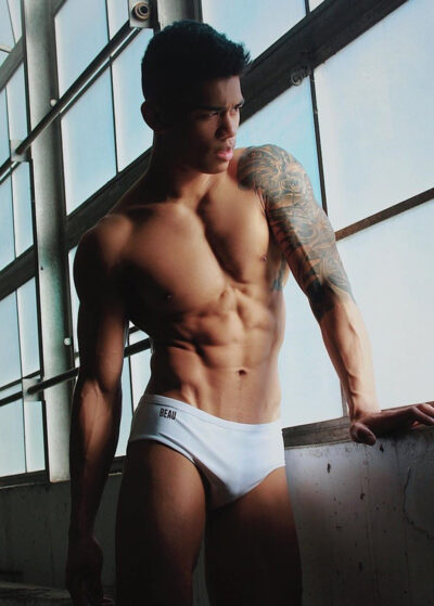 Tattooed Muscle in Beau Swim Briefs